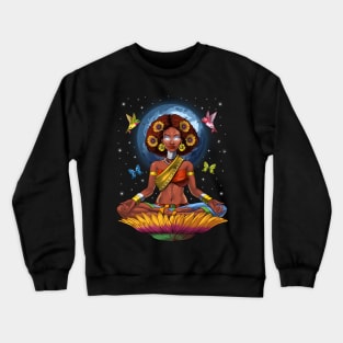 African Woman Hippie Yoga Crewneck Sweatshirt